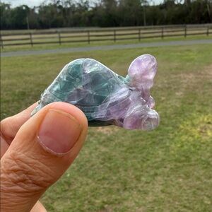 Green and Purple Crystal Turtle Accent - Decorative Wellness Piece